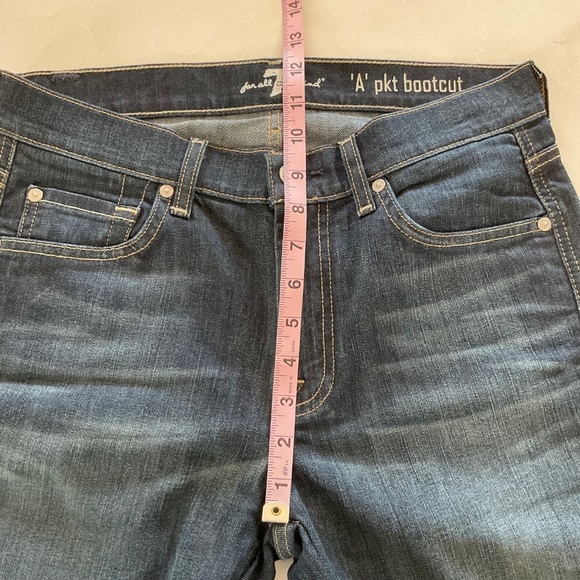 7 FOR ALL MANKIND A POCKET Bootcut Denim Jeans Womens Sz 29 Dark Wash Whiskered - Picture 11 of 12